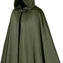 Renaissance Hooded Cloak Medieval Velvet Cape Wizard Witch Cloak Capelet Halloween Cosplay Costume for Women Men (Green)