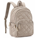 BAGSMART Travel Laptop Backpack, College Backpack for Women, Quilted Small Computer Bookbag, Water-Resistant 15.6 Inch Laptop Casual Bag, Beige