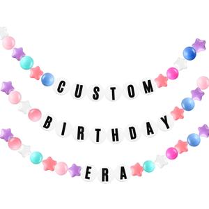 103 Pcs DIY Jumbo Friendship Bracelet Birthday Banner Kit Famous Singer Customizable Party Giant Garland Decor for Birthday Wedding Baby Shower DIY Supplies(Macaron Color)