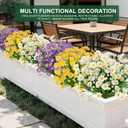 12 Bundles Artificial Daisy Flowers for Outdoors Summer Decor, UV Resistant Fake Cemetery Flowers Faux Plastic Greenery Shrub Plants for Home Gardens Porch Planter Yards Dcor(Mix White Yellow Purple)
