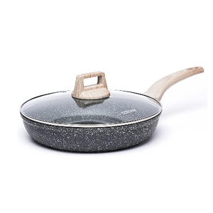 CAROTE Non Stick Frying Pan Skillet, 8" Nonstick Fry Pan with Glass Lid, Egg Pan Omelet Pans, Granite Cookware, PFOA Free (Classic Granite, 8-Inch)