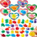JOYIN 36 Packs Valentines Day Heart Gift Cards with Jelly Mochi, Mini Critter Sea Animals Squeeze Balls, Stress Relief Fidget for Valentines Party Favors and Exchange