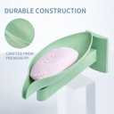 Leaf-Shaped Wall-Mounted Soap Holder with 3 Adjustable Drainage Positions & 180 Rotating Tray  Heavy-Duty Adhesive Backing, Space-Saving Soap Holder for Showers, Sinks, Green
