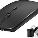 Rechargeable Bluetooth Mouse for Laptop,Wireless Mouse for MacBook air/mac/MacBook pro,Mouse jiggler Bluetooth 5.2/3.0 and 2.4GHz USB Type-C