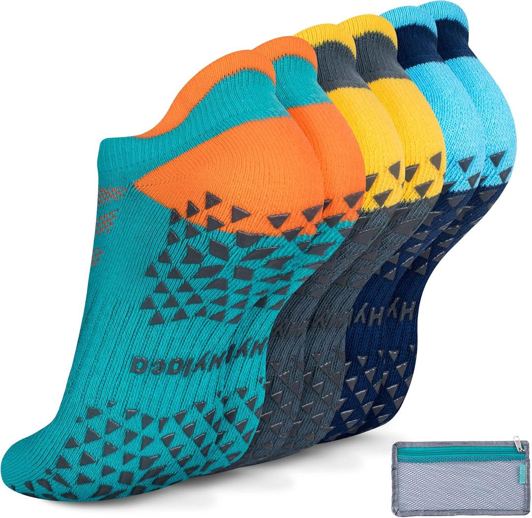 Hylaea Unisex Non Slip Socks with Grip for Yoga, Hospital, Pilates, Barre | Ankle, Cushioned (XL)