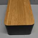 Bread Box with Bamboo Cutting Board Lid, Metal Bread Box for Kitchen Counter, Small Bread Storage Container, Black Bread bin for Kitchen Countertop
