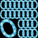 Sherr 12 Pcs LED Leis Light Up Wedding Hawaiian Leis Flower Necklace Hawaiian Leis with LED Lights Beach Tropical Carnival Party Wedding Supplies Luau Leis for Masquerade（Baby Blue）