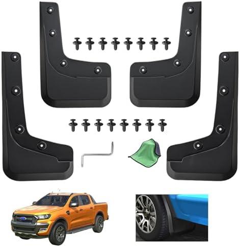 MTGSTOCL 2024-2025 Ford Ranger Mud Flaps - 4-Piece Front & Rear Splash Guards for XL/XLT/Lariat, No Drill Required, Black (Not for Raptor)
