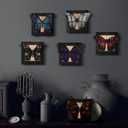 6 Sets Halloween 3D Artificial Butterfly Wall Decor Gothic Double Layer Butterfly Tables Centerpieces Decorations with Wooden Shadow Box for Home Bedroom Living Room Gallery Accent