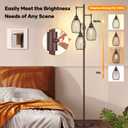 Nintiue Dimmable Floor Lamp,3x800LM LED Bulbs Included, Farmhouse Industrial Floor Lamp Standing Tree Lamp with Teardrop Cage Head Tall Lamp for Living Room Bedroom Office Dining Room - Matte Brown