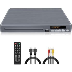 Region Free DVD Player DVD-198 Grey, CD Player for Home Stereo System, DVD Player with HDMI & AV & Coaxial Output & USB Input, 1080P Upscaling, All Region 1~6, Breakpoint Memory (Non-Blu-ray)