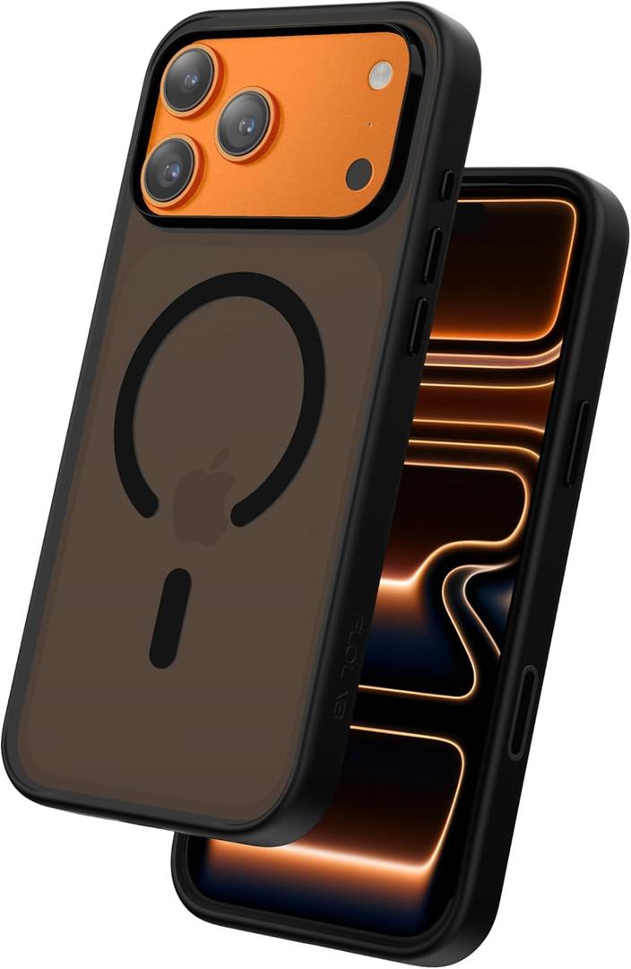 FLOLAB Surtect Tri-Fusion Magnetic for iPhone 17 Pro Max Case Protective Slim Design Magsafe Compatible Military Grade - Full Black Matte Translucent