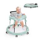 Wismind Baby Walker Foldable with 9 Adjustable Heights, Baby Walkers for Boys Girls Babies 7-18 Months, Baby Walker with Wheels Portable Grey Green), Large