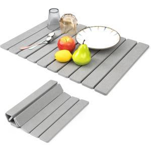 Large Stone Drying Mat for Kitchen Counter, 24"16" Fast Drying Collapsible Dish Drying Mat, Instant Drying Pad, Eco-Friendly Super Absorbent Collapsible Dish Drying Mat for Dishes Bottles Cups