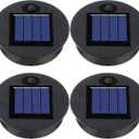 4 Pieces Replacement Solar Light Tops Outdoor Hanging Lantern Solar Light Parts Round Waterproof Decorative for Outdoor Hanging Lanterns, Warm(3.35 Inch in Diameter)