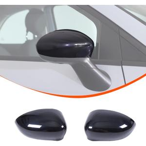 Car Door Rear View Mirror Cover Trim Compatible with Fiat 500 2011-2024ABS Outside Side Rearview Mirror Cover decoration Replace Exterior Accessories (Piano Black)