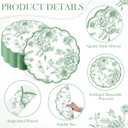 Supervitae 60 Pack Sage Green Floral Paper Placemats 13.5 Inch Chinoiserie Scalloped Disposable Place Mats Green Flower Decorative Mats for Dinner Table Setting Banquet Birthday Wedding Bride Party