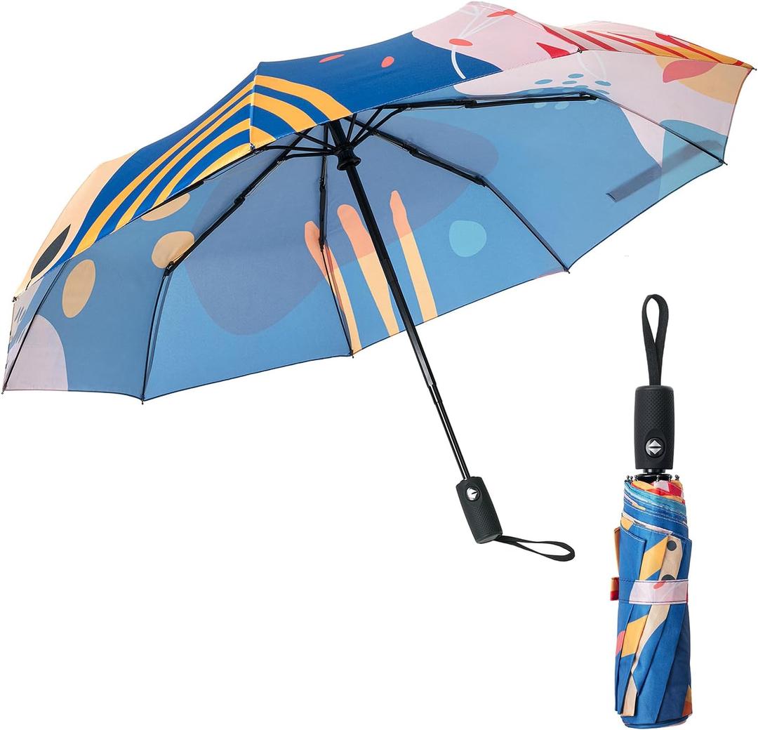 Mr. Pen- Windproof Travel Umbrella, Automatic Umbrellas for Rain, Compact (Abstract Style)