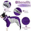 AOFITEE Large Dog Jacket - Warm Winter Coat with Built-in Harness, Reflective Turtleneck, Windproof Snowsuit, Four-Legged Fleece for Small to Large Dogs (X-Large, Purple)