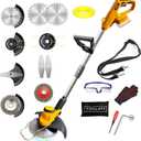 Electric Weed Wacker Cordless for Dewalt 20V Battery, 4 in 1 Weed Eater Battery Powered, 1300W Lightweight Cordless Weed Wacker, Brush Cutter for Lawn, Yard and Bush Trimming (No Battery) (Yellow)