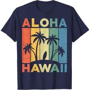 Aloha Hawaii Hawaiian Island Shirt Palm Beach Surfboard Surf T-Shirt L