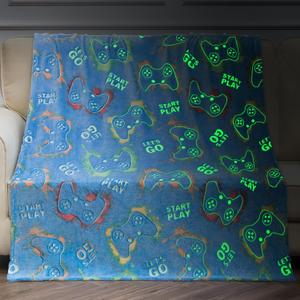Jekeno Gaming Gamer Gifts Toys for Kids Boys Glow in The Dark Blanket Video Game Controller Gamepad Throw for Teen Girls Toddlers Teenage Son Boyfriend Adults Birthday 50"x60"