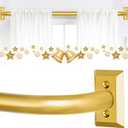 TVWOO Gold Wrap Around Curtain Rods 28 to 48 Inch:Blackout Adjustable Window Curtain Rod,Room Darkening Heavy Duty Curved French Metal Single Drapery Rods for Bedroom Kitchen Easy Install,Brass Gold