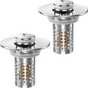 Sink Stopper Hair Catcher, Pop-up Sink Drain Strainer with Removable Stainless Steel Strainer Basket Hair Catcher, Bathroom Sink Strainer for Bathroom Sink Stopper Replacement