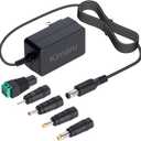 Kimaru 24V 1A Power Adapter, UL Listed 24V 1000mA AC to DC Power Supply with 5 Tips for LED Strip Lights, Routers, Modems, CCTV Cameras, Security Devices
