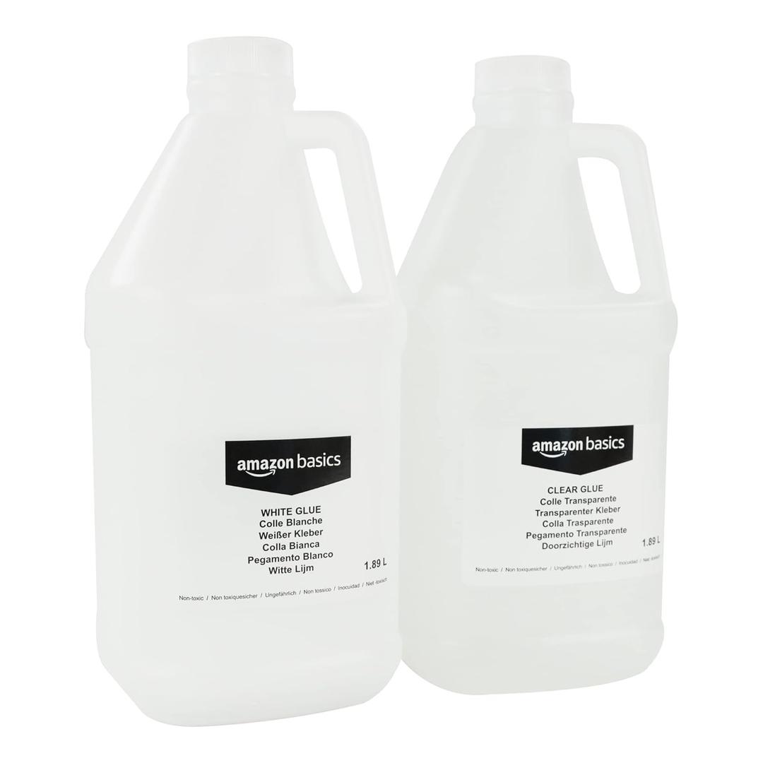 Amazon Basics 1/2 Gallon Clear & White Glue Combo for Slime, Transparent/White, 64 fl oz
