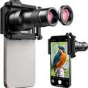 APEXEL 2-in-1 iPhone Telephoto Lens & 150mm Macro Lens for iPhone | 6X Telephoto and Macro Lens Kit with Universal Clip | Compatible with iPhone 16/ 15/ 14/ 13 Pro/ Max, Samsung and Android Smartphones