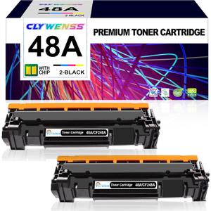 Compatible Toner Cartridge Replacement for HP 48A CF248A for Pro M15w M15a M16w M16a MFP M28w M28a M29w M29a M30w M31w Series Printer (2 Black)