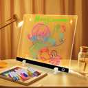 LED Note Board with Colors 12-Color Illuminated Acrylic Drawing Board - Dry-Erase Night Light with Stand for Home/Office/Gift/Festival (12" W x 8.5" H (Black))