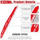 Carbide Reciprocating Saw Blade for Hard Wood and Metal Demolition,9-Inch Length,Variable Tooth Design, 6-9TPI(3-Pack)