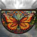 Butterfly Half Round Door Mat, Non-Slip Entrance Welcome Mat for Indoor Semi Circle Bathroom Floor Rugs Outdoor Mats House Entry Way Heavy Duty Doormat for Kitchen Living Room 36x24 Inch