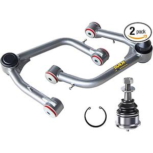 Front Upper Control Arms for 2019-2024 Chevy Silverado 1500 GMC Sierra 1500, 2-4" Lift Silver Tubular Arms with PU Bushings and 1 Spare Ball Joint