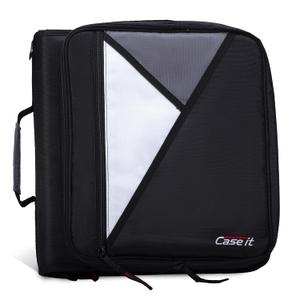 Case-it Universal Zipper Binder | 2-Inch O-Rings, 13-Inch Laptop/Tablet Padded Pocket, 400 Sheet Capacity, Multiple Storage Pockets & Shoulder Strap | School & Office Organizer | LT-007 Jet Black