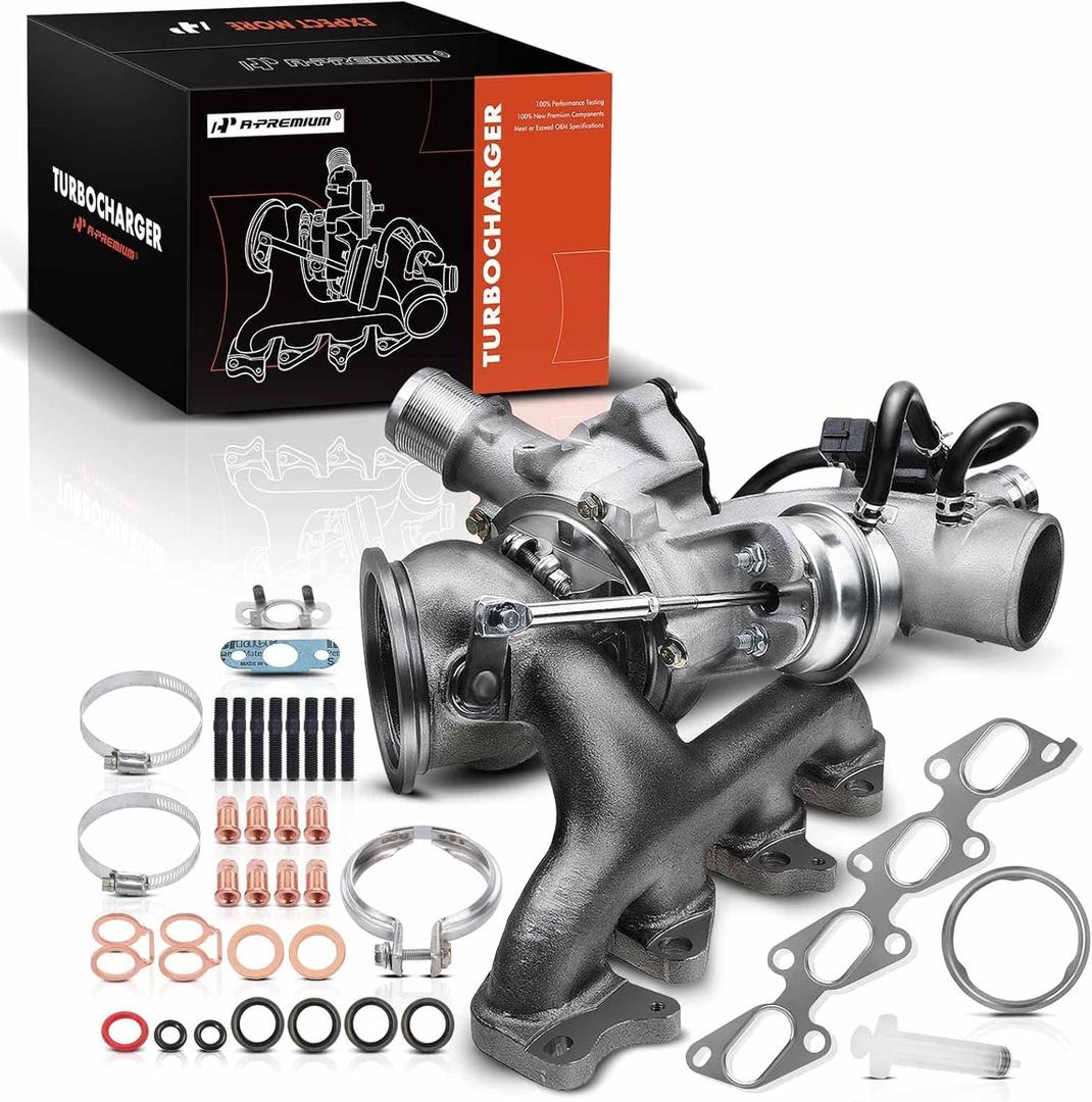 A-Premium Turbo Turbocharger and Complete Installation Kits Compatible with Buick, Chevy Vehicles - 1.4L Turbo - Encore 2013-2021, Cruze 2011-2015, Sonic 2012-2020, Trax 2013-2021 - Replaces 55565353