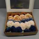 Ling's moment Artificial Flowers Fake Silk Dahlia Faux Foam Roses Combo for DIY Wedding Bouquets Centerpieces Arrangements Bridal Shower Party Home Decorations, Navy Blue & Burnt Orange, 24pcs