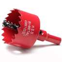 1-3/4 Inch Hole Saw for Wood, 45mm HSS BI-Metal Hole Saw for Recessed Lighting, 30mm Cutting Depth Hole Cutter with Hex Shank Drill Bit Adapter for Cornhole Boards Plastic Drywall Fiberboard, Red