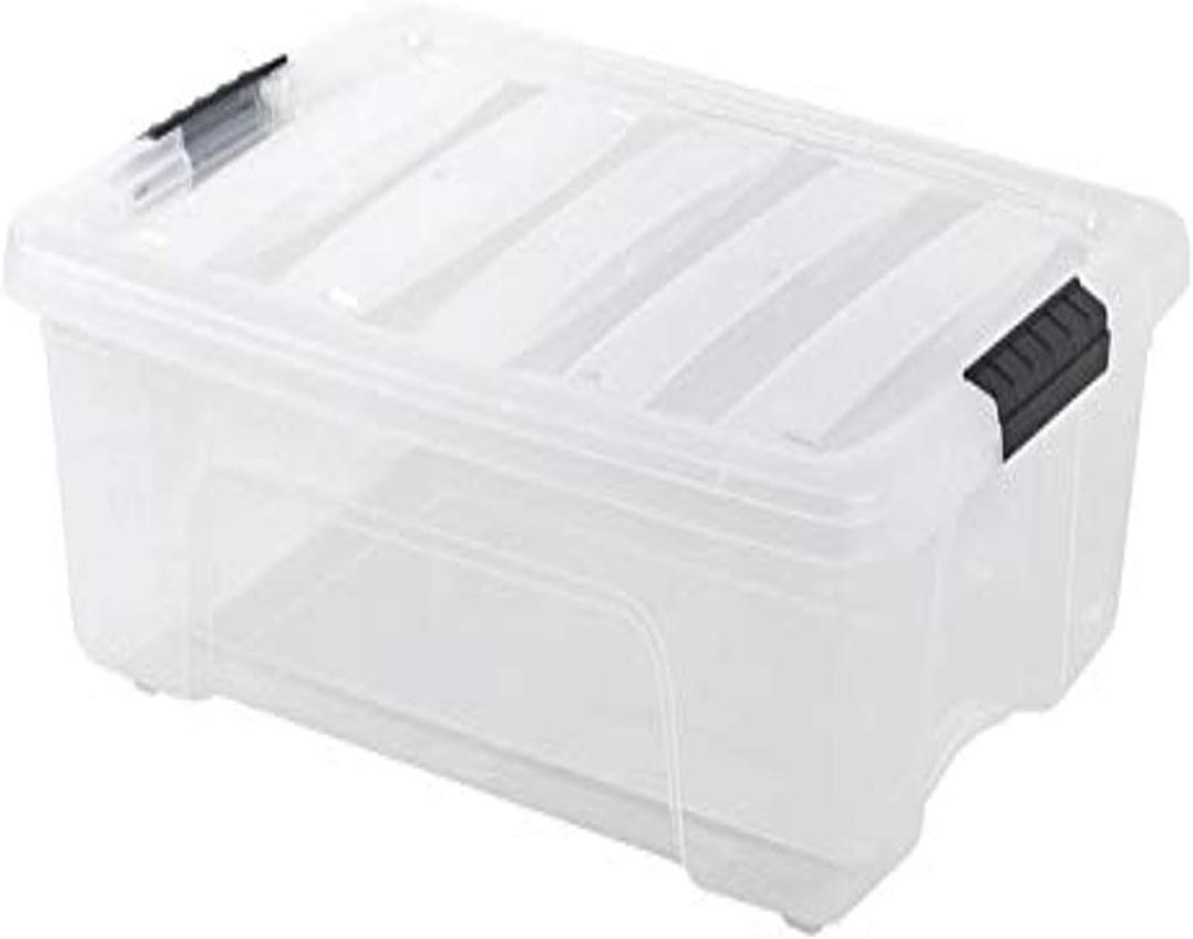 IRIS USA 12 L (13 QT) Plastic Storage Box with Lid and Latches - 1 Pack - BPA-Free, See-Through Organizing Solution, Durable Nestable Stackable Containers, Secure Pull Handle - Clear