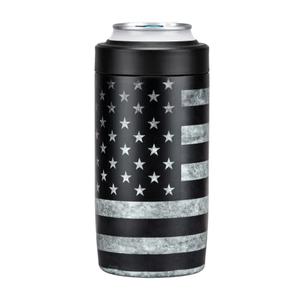 4-in-1 Slim Can Cooler Easy to Hold Insulated Beer Can Holder Double-Walled Stainless Steel for All 12 Oz Cans Black America Flag 2