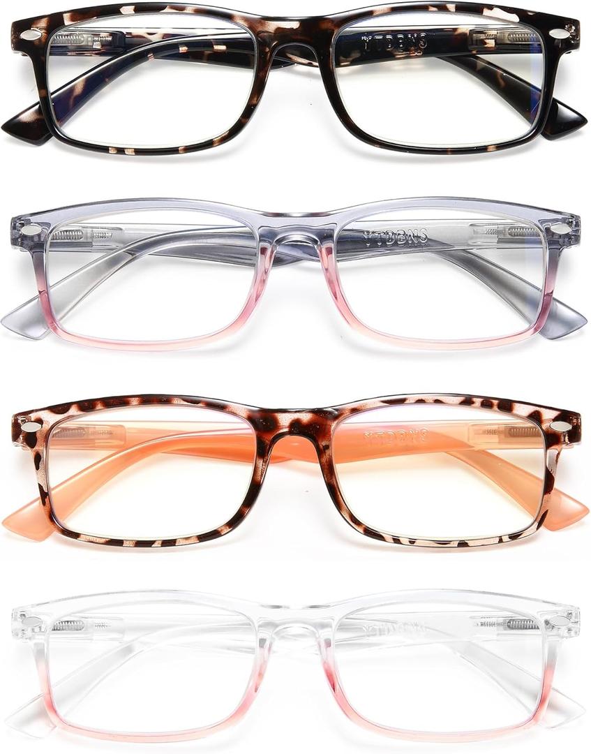 Stylish Reading Glasses for Women, Blue Light Blocking Readers, Ladies Eyeglasses,Cheaters (Tortoise/Pink/Orange/Clear)