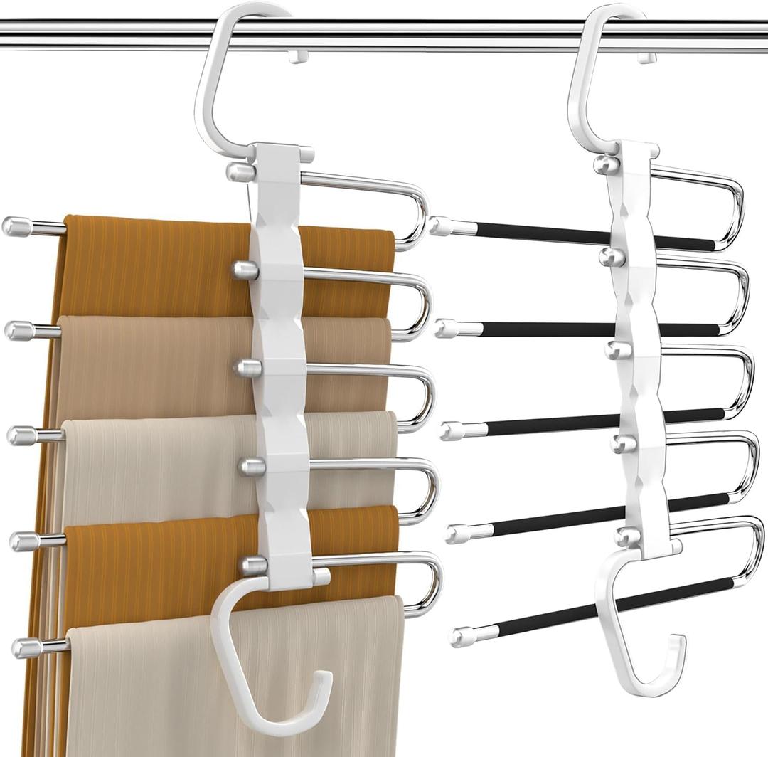 Pants Hangers Space Saving - 2 Pack - Closet Organizers and Storage, Hanger for Jeans Trousers Clothes