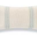 Hofdeco Beach Coastal Morrocan Decorative Lumbar Pillow Cover ONLY for Couch, Sofa, or Bed, Light Blue Ticking Striped Tassels, 12"x20"