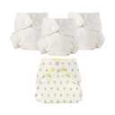 Esembly Cloth Diaper Bundle Set - 3 Organic Cotton Absorbent Inners and 1 Waterproof Outer Diaper Cover - Reusable, Washable, Snap Closure Cloth Diapers - Size 2 (18-35lbs), Buds