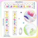Tingjoo 3 Pcs Teacher Appreciation Banner We Appreciate You Door Porch Decor for Nurse CNA Employee Volunteer Staff Coworker Thank You Party Backdrop Supply(Glitter,Colorful)