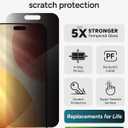 ZAGG Privacy XTR Screen Protector for iPhone 17 Pro Max - 4-Way Privacy Full-Screen Filter, 5X Stronger, Fingerprint-Resistant Tempered Glass, Smooth Feel, Easy Two-Step Installation