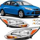 Headlights Assembly For 2012 2013 2014 Ford Focus 3th Pre-Facelift,Halogen Headlamp Chrome Housing,1x Pair Head Light Assembly Set