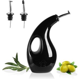 Sweejar Ceramic Olive Oil Dispenser Bottle, 24 Oz Opaque Cruet Protects EVOO Oil to Reduce Oxidation, Suitable for Storage Vinegar, Coffee Syrups, Liquids (Black)